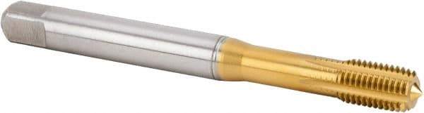 Kennametal - M12x1.25 Metric Fine 6HX Modified Bottoming Thread Forming Tap - Powdered Metal High Speed Steel, TiN Finish, 100mm OAL, 15mm Thread Length, Right Hand Thread, Series T622 - Eagle Tool & Supply