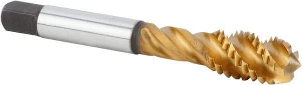 Kennametal - 5/16-18 UNC 3 Flute 2BX Modified Bottoming Spiral Flute Tap - Powdered Metal, TiCN/TiN Finish, 69.09mm OAL, Right Hand Flute, Right Hand Thread, Series T630 - Eagle Tool & Supply