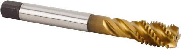 Kennametal - M14x2.00 Metric 4 Flute 6HX Bottoming Spiral Flute Tap - Powdered Metal, TiN Finish, 110mm OAL, Right Hand Flute, Right Hand Thread, Series T633 - Eagle Tool & Supply