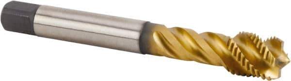 Kennametal - M14x1.50 Metric Fine 4 Flute 6HX Bottoming Spiral Flute Tap - Powdered Metal, TiN Finish, 100mm OAL, Right Hand Flute, Right Hand Thread, Series T632 - Eagle Tool & Supply
