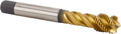Kennametal - M14x2.00 Metric 4 Flute 6HX Bottoming Spiral Flute Tap - Powdered Metal, TiN Finish, 110mm OAL, Right Hand Flute, Right Hand Thread, Series T632 - Eagle Tool & Supply