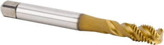 Kennametal - M10x1.50 Metric 3 Flute 6HX Bottoming Spiral Flute Tap - Powdered Metal, TiN Finish, 100.1mm OAL, Right Hand Flute, Right Hand Thread, Series T632 - Eagle Tool & Supply