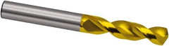 Guhring - 9.3mm 130° Parabolic Flute Powdered Metal Screw Machine Drill Bit - TiN Finish, Right Hand Cut, 40mm Flute Length, 84mm OAL, Cone Relief Point, Straight Shank - Eagle Tool & Supply
