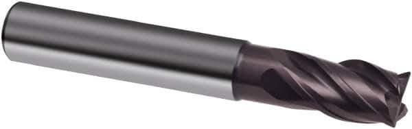 Guhring - 8mm, 12mm LOC, 8mm Shank Diam, 58mm OAL, 4 Flute, Solid Carbide Square End Mill - Single End, FIREX Finish, Spiral Flute, 35/38° Helix, Centercutting, Right Hand Cut, Right Hand Flute, Series 6706 - Eagle Tool & Supply