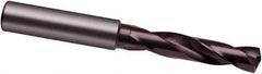 Guhring - 3.4mm 140° Spiral Flute Solid Carbide Screw Machine Drill Bit - nano-A Finish, Right Hand Cut, 20mm Flute Length, 62mm OAL, VA Point, Straight Shank, Through Coolant - Eagle Tool & Supply