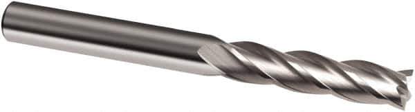 Guhring - 1/2", 3" LOC, 1/2" Shank Diam, 6" OAL, 4 Flute, Solid Carbide Square End Mill - Single End, Uncoated, Spiral Flute, 30° Helix, Right Hand Cut, Right Hand Flute, Series 3151 - Eagle Tool & Supply