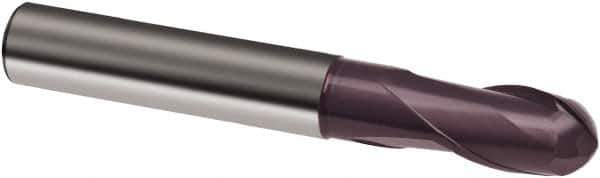 Guhring - 1/2" Diam, 1/2" LOC, 2 Flute Solid Carbide Ball End Mill - FIREX Finish, 3" OAL, 1/2" Shank Diam - Eagle Tool & Supply