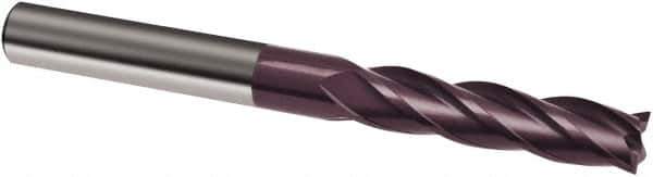 Guhring - 1/4", 1-5/8" LOC, 1/4" Shank Diam, 4" OAL, 4 Flute, Solid Carbide Square End Mill - Single End, FIREX Finish, Spiral Flute, 30° Helix, Right Hand Cut, Right Hand Flute, Series 3090 - Eagle Tool & Supply