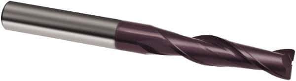 Guhring - 1/4", 1-1/8" LOC, 1/4" Shank Diam, 3" OAL, 2 Flute, Solid Carbide Square End Mill - Single End, FIREX Finish, Spiral Flute, 30° Helix, Right Hand Cut, Right Hand Flute, Series 3088 - Eagle Tool & Supply