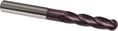 Guhring - 8mm Diam, 40mm LOC, 4 Flute Solid Carbide Ball End Mill - FIREX Finish, Single End, 100mm OAL, 8mm Shank Diam, Spiral Flute - Eagle Tool & Supply