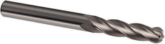 Guhring - 8mm Diam, 40mm LOC, 4 Flute Solid Carbide Ball End Mill - Uncoated, Single End, 100mm OAL, 8mm Shank Diam, Spiral Flute - Eagle Tool & Supply