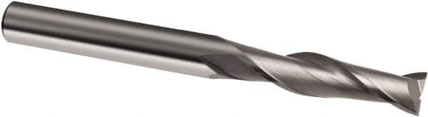 Guhring - 3mm, 20mm LOC, 3mm Shank Diam, 75mm OAL, 2 Flute, Solid Carbide Square End Mill - Single End, Uncoated, Spiral Flute, 30° Helix, Right Hand Cut, Right Hand Flute, Series 3011 - Eagle Tool & Supply