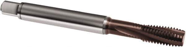 Guhring - M3x0.35 Metric Fine 3 Flute 6H Modified Bottoming Spiral Flute Tap - Powdered Metal, TiAlN Finish, 56mm OAL, Right Hand Flute, Right Hand Thread, D2/D3, Series 2921 - Exact Industrial Supply