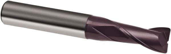 Guhring - 1/2", 1" LOC, 1/2" Shank Diam, 3" OAL, 2 Flute, Solid Carbide Square End Mill - Single End, FIREX Finish, Spiral Flute, 30° Helix, Right Hand Cut, Right Hand Flute, Series 3087 - Eagle Tool & Supply