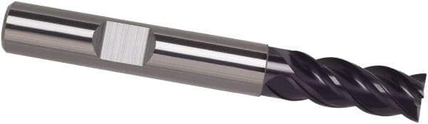 Guhring - 7/16", 1" LOC, 7/16" Shank Diam, 2-3/4" OAL, 4 Flute, Solid Carbide Square End Mill - Single End, FIREX Finish, Spiral Flute, 40° Helix, Centercutting, Right Hand Cut, Right Hand Flute, Series 3096 - Eagle Tool & Supply