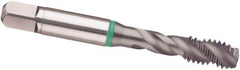 Guhring - #12-24 UNC 3 Flute 2B Modified Bottoming Spiral Flute Tap - Cobalt, TiCN Finish, 2.382" OAL, Right Hand Flute, Right Hand Thread, H3/H4, Series 3949 - Exact Industrial Supply