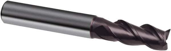 Guhring - 12mm, 26mm LOC, 12mm Shank Diam, 83mm OAL, 3 Flute, Solid Carbide Square End Mill - Single End, FIREX Finish, Spiral Flute, 41/43/45° Helix, Centercutting, Right Hand Cut, Right Hand Flute, Series 3891 - Eagle Tool & Supply