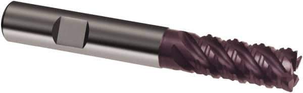 Guhring - 12mm, 26mm LOC, 12mm Shank Diam, 83mm OAL, 5 Flute, Solid Carbide Square End Mill - Single End, FIREX Finish, Spiral Flute, 45° Helix, Right Hand Cut, Right Hand Flute, Series 3890 - Eagle Tool & Supply