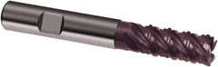 Guhring - 12mm, 26mm LOC, 12mm Shank Diam, 83mm OAL, 5 Flute, Solid Carbide Square End Mill - Single End, FIREX Finish, Spiral Flute, 45° Helix, Right Hand Cut, Right Hand Flute, Series 3890 - Eagle Tool & Supply