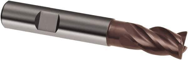 Guhring - 12mm, 16mm LOC, 12mm Shank Diam, 73mm OAL, 4 Flute, Solid Carbide Square End Mill - Single End, Nano-A Finish, Spiral Flute, 36/38° Helix, Centercutting, Right Hand Cut, Right Hand Flute, Series 3805 - Eagle Tool & Supply