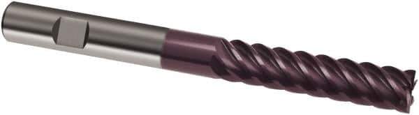 Guhring - 8mm, 40mm LOC, 8mm Shank Diam, 100mm OAL, 6 Flute, Solid Carbide Square End Mill - Single End, FIREX Finish, Spiral Flute, 45° Helix, Right Hand Cut, Right Hand Flute, Series 3693 - Eagle Tool & Supply