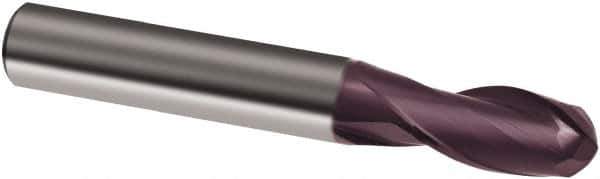 Guhring - 14mm Diam, 22mm LOC, 2 Flute Solid Carbide Ball End Mill - FIREX Finish, Single End, 83mm OAL, 14mm Shank Diam, Spiral Flute - Eagle Tool & Supply