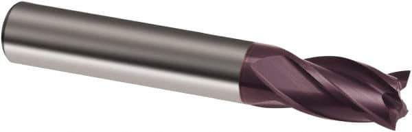 Guhring - 14mm, 18mm LOC, 14mm Shank Diam, 75mm OAL, 4 Flute, Solid Carbide Square End Mill - Single End, FIREX Finish, Spiral Flute, 30° Helix, Right Hand Cut, Right Hand Flute, Series 3637 - Eagle Tool & Supply