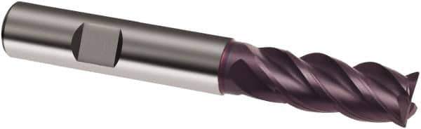 Guhring - 12mm, 26mm LOC, 12mm Shank Diam, 83mm OAL, 4 Flute, Solid Carbide Square End Mill - Single End, FIREX Finish, Spiral Flute, 40/42° Helix, Centercutting, Right Hand Cut, Right Hand Flute, Series 3630 - Eagle Tool & Supply