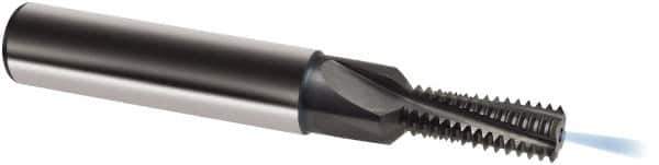 Guhring - 1/4-28 UNF, 0.189" Cutting Diam, 3 Flute, Solid Carbide Helical Flute Thread Mill - Internal Thread, 14.1mm LOC, 62mm OAL, 8mm Shank Diam - Eagle Tool & Supply