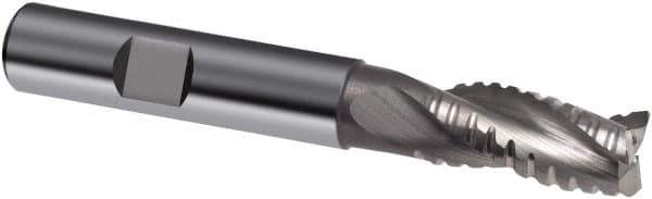 Guhring - 6mm, 13mm LOC, 6mm Shank Diam, 57mm OAL, 3 Flute, Solid Carbide Square End Mill - Single End, Uncoated, Spiral Flute, 29/30/31° Helix, Centercutting, Right Hand Cut, Right Hand Flute, Series 3469 - Eagle Tool & Supply