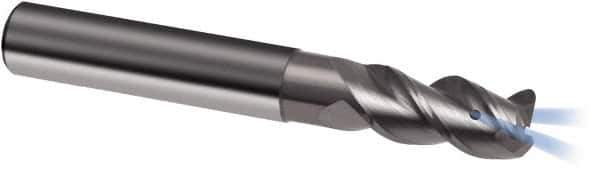 Guhring - 8mm, 16mm LOC, 8mm Shank Diam, 63mm OAL, 3 Flute, Solid Carbide Square End Mill - Single End, Uncoated, Spiral Flute, 45° Helix, Right Hand Cut, Right Hand Flute, Series 3367 - Eagle Tool & Supply