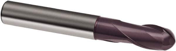 Guhring - 0.5mm, 0.75mm LOC, 3mm Shank Diam, 38mm OAL, 2 Flute, Solid Carbide Square End Mill - Single End, FIREX Finish, Spiral Flute, 30° Helix, Right Hand Cut, Right Hand Flute, Series 3359 - Eagle Tool & Supply