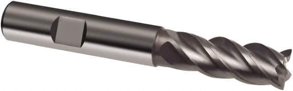 Guhring - 8mm, 19mm LOC, 8mm Shank Diam, 63mm OAL, 4 Flute, Solid Carbide Square End Mill - Single End, Uncoated, Spiral Flute, 40/42° Helix, Centercutting, Right Hand Cut, Right Hand Flute, Series 3319 - Eagle Tool & Supply