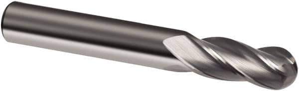 Guhring - 14mm Diam, 26mm LOC, 4 Flute Solid Carbide Ball End Mill - Uncoated, Single End, 83mm OAL, 14mm Shank Diam, Spiral Flute - Eagle Tool & Supply