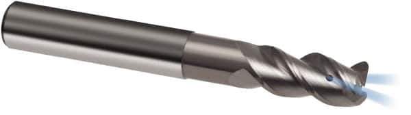 Guhring - 5/16", 7/16" LOC, 5/16" Shank Diam, 3" OAL, 3 Flute, Solid Carbide Square End Mill - Single End, Uncoated, Spiral Flute, 45° Helix, Right Hand Cut, Right Hand Flute, Series 3177 - Eagle Tool & Supply