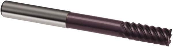 Guhring - 1/2", 1" LOC, 1/2" Shank Diam, 4-1/2" OAL, 6 Flute, Solid Carbide Square End Mill - Single End, FIREX Finish, Spiral Flute, 55° Helix, Right Hand Cut, Right Hand Flute, Series 3183 - Eagle Tool & Supply