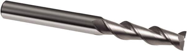 Guhring - 1/4", 1-1/8" LOC, 1/4" Shank Diam, 3" OAL, 2 Flute, Solid Carbide Square End Mill - Single End, Uncoated, Spiral Flute, 45° Helix, Right Hand Cut, Right Hand Flute, Series 3175 - Eagle Tool & Supply