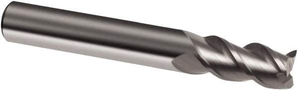 Guhring - 5/8", 1-1/4" LOC, 5/8" Shank Diam, 3-1/2" OAL, 3 Flute, Solid Carbide Square End Mill - Single End, Uncoated, Spiral Flute, 45° Helix, Right Hand Cut, Right Hand Flute, Series 3172 - Eagle Tool & Supply