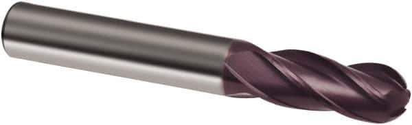 Guhring - 23/64" Diam, 1" LOC, 4 Flute Solid Carbide Ball End Mill - FIREX Finish, Single End, 2-1/2" OAL, 23/64" Shank Diam, Spiral Flute - Eagle Tool & Supply
