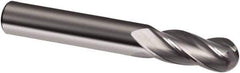 Guhring - 9/16" Diam, 1-1/8" LOC, 4 Flute Solid Carbide Ball End Mill - Uncoated, Single End, 3-1/2" OAL, 9/16" Shank Diam, Spiral Flute - Eagle Tool & Supply