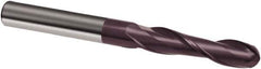 Guhring - 1/2" Diam, 2" LOC, 2 Flute Solid Carbide Ball End Mill - FIREX Finish, Single End, 4-1/2" OAL, 1/2" Shank Diam, Spiral Flute - Eagle Tool & Supply
