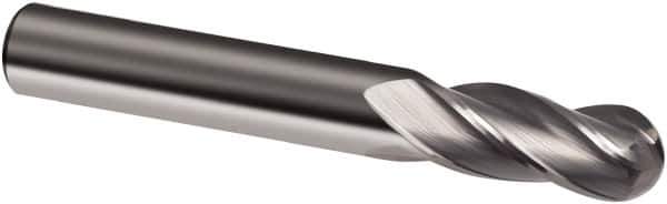 Guhring - 7/16" Diam, 2" LOC, 4 Flute Solid Carbide Ball End Mill - Uncoated, Single End, 4-1/2" OAL, 7/16" Shank Diam, Spiral Flute - Eagle Tool & Supply