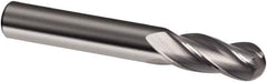 Guhring - 3/8" Diam, 1-1/8" LOC, 4 Flute Solid Carbide Ball End Mill - Uncoated, Single End, 3" OAL, 3/8" Shank Diam, Spiral Flute - Eagle Tool & Supply