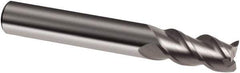Guhring - 4.5mm, 8mm LOC, 4.5mm Shank Diam, 50mm OAL, 3 Flute, Solid Carbide Square End Mill - Single End, Uncoated, Spiral Flute, 45° Helix, Right Hand Cut, Right Hand Flute, Series 3203 - Eagle Tool & Supply