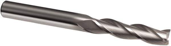 Guhring - 3mm, 20mm LOC, 3mm Shank Diam, 75mm OAL, 3 Flute, Solid Carbide Square End Mill - Single End, Uncoated, Spiral Flute, 30° Helix, Right Hand Cut, Right Hand Flute, Series 3314 - Eagle Tool & Supply