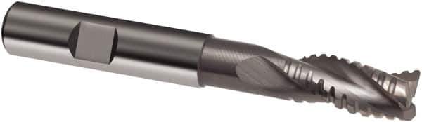 Guhring - 12mm, 26mm LOC, 12mm Shank Diam, 93mm OAL, 3 Flute, Solid Carbide Square End Mill - Single End, Uncoated, Spiral Flute, 29/30/31° Helix, Centercutting, Right Hand Cut, Right Hand Flute, Series 3471 - Eagle Tool & Supply