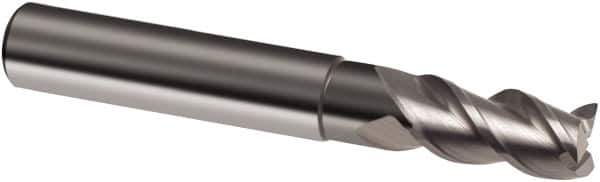 Guhring - 10mm, 19mm LOC, 10mm Shank Diam, 72mm OAL, 3 Flute, Solid Carbide Square End Mill - Single End, Uncoated, Spiral Flute, 39/40/41° Helix, Centercutting, Right Hand Cut, Right Hand Flute, Series 3472 - Eagle Tool & Supply