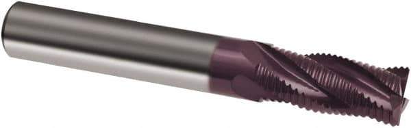 Guhring - 25mm Diam, Coarse Pitch, 45mm LOC, 4 Flute Solid Carbide Corner Chamfer Roughing End Mill - FIREX Finish, 121mm OAL, 25mm Shank Diam, Single End - Eagle Tool & Supply