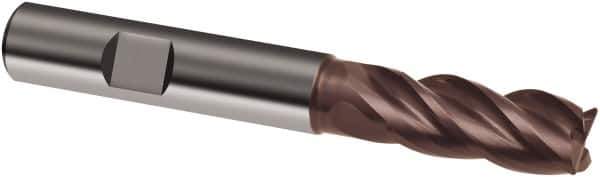 Guhring - 12mm, 26mm LOC, 12mm Shank Diam, 83mm OAL, 4 Flute, Solid Carbide Square End Mill - Single End, Nano-A Finish, Spiral Flute, 36/38° Helix, Centercutting, Right Hand Cut, Right Hand Flute, Series 3803 - Eagle Tool & Supply