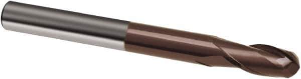 Guhring - 4mm, 8mm LOC, 4mm Shank Diam, 80mm OAL, 2 Flute, Solid Carbide Square End Mill - Single End, TiAlN Finish, Spiral Flute, 30° Helix, Right Hand Cut, Right Hand Flute, Series 3866 - Eagle Tool & Supply